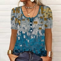Bluze za žensku O-izrez otisnutu čipku Ljetna žena duga košulja za tajice klirence mornarice 12