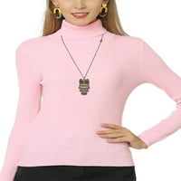 Abtel Women Knit vrhovi pletena tunika bluza Slim Fit Jumper Top Dame pletiva Radni pulover Pink XL