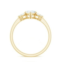 Marquise Cut Moissine Solitaire Angažman prsten sa bočnim kamenjem, 14k žuto zlato, SAD 11.50