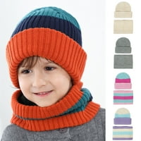 Set Winter Hat Stretch High Elastity Fuzzy Mekani zgušnjavanje Držite toplu prugu Dječji pleteni škak
