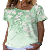 REJLUN Ženska majica kratki rukav Tee cvjetni print majica modna bluza tunika Labavi ljetni vrhovi plavi