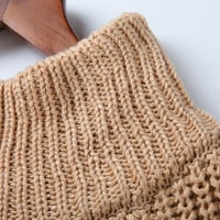 Xinqinghao V pulover pulover vrhovi za žene rebrasti kabel dugih rukava pleteni džemper bijeli 2xl