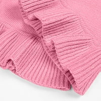 Ženski ležerni pasutni pleteni pulover džemper Jumper vrhovi pad džemper Udobnost izdubite džemper s dugim rukavima ružičasta L