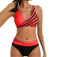 Bikini set za žene dva kupaća kostim visoki struk zamotani Halter Back selly boja blok