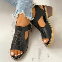 Tdoqot papuče za žene - čvrste izdubljene na sredini peta Ležerne prilike otvorene nožne cipele sandale