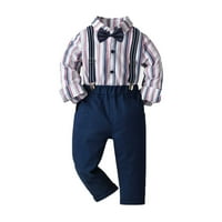 SIMPLMASYGENI Baby Sets Clearence Dugih rukava Novorođena odjeća Dječaci Stripe pantalone za suspenzije