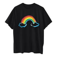 Scyoekwg ženski vrhovi Dressy casual majice kratkih rukava Ljeto Comfy grafički tees Rainbow Ispiši