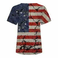 4. jula Ljetne majice za žene Američka zastava Žene Patriotske majice Strip Stripes USA Tees casual
