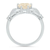 1. CT Sjajno srce Clear Simulirani dijamant 18k bijeli zlatni pasijans Otvor za prsten sz 10.75