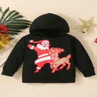 Qiylii dječji božićni duks sa kapuljačom, jelena santa claus pulover ispisa