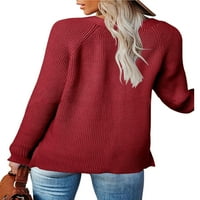 Wdehow Ženski džemper sa labavim stilom, puna boja dugih rukava V-izrez u boji u bojama, S-XXXL