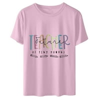 Crni vrhovi učitelja za žene Party Colorful Pismom tiskane majice Grafički kratki ružini bluza Crew
