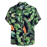 CLlios Havajske košulje za muškarce Ljetna tropska košulja za tropske printere Redovna fit majica kratkih rukava prema dolje za kuglanje na plaži