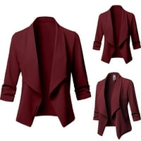 Charella ženska jakna s dugim rukavima modna casual čvrsta otvorena kardigan odijelo od vina, m