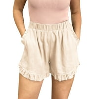 Hlače za žene Ženske kratke hlače Pamuk Visoka elastična struka naglim ruffle slatkim kratkim kratkim