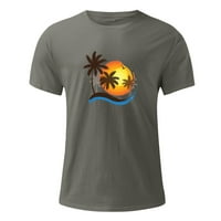 Ležerna košulja za muškarce Loose FIT 3D Sunset Palm Tree Ispis okrugli vrat Majica kratkih rukava Summer