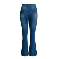 Daznico Traperice za žene Žene Elastične visoke struke Čvrste hlače Jeans Dva džepa tanka dugmeta Ženska