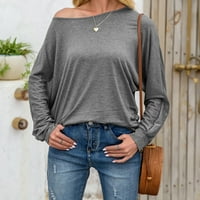 Ženska O-izrez Čvrsta ubodna i tanka moda casual bluza s dugim rukavima Hot6SL4870089