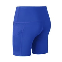 Ylioge Dame High Squik hlače džepove Čvrsta boja Skinny Fit kratke sportske kratke hlače Tummy Controlttery