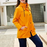 Tking modni ženski kaputinski kaput s dugim rukavima sa prugastom i ravnom jaknom od cijevi Yellow XL