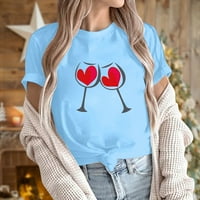 Žene Ležerne prilike T majice - pulover posade tiskani kratki rukav Leisure TOP COMFY Funny vrhovi svijetlo