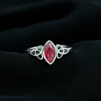 Prirodni rubin Prsten sa keltskim čvorom, srebrnim srebrom, US 5,00