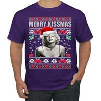 Divlji Bobby Merry Kissmas ružni božićni muškarci Grafički tee, ljubičasta, X-velika