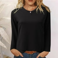 Ženske majice Žene Ležerne prilike pulover košulje Crewneck Dugme s dugim rukavima Tanka košulja za