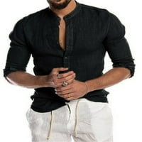Muška majica dugačka bluza s dugim rukavima prema donjim vrhovima Muške modne tuničke košulje rade crna
