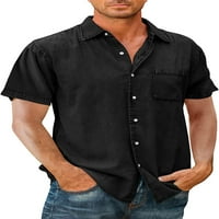 Muški dugme dugme dugih rukava dolje majica Ležerne prilike labave jeanske majice sa džepom prsa