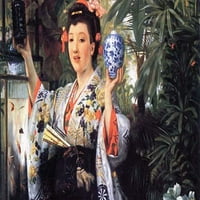 Mlada žena drži japanski porculanske vaze za poster Ispis Jamesa Tissota
