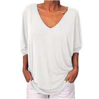 Floleo Trendy ženske vrhove plus veličine majica Labava bluza za klirens moda V-izrez majica rukavice