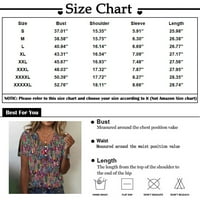 Ženska ljetna moda V izrez Print Hollow Short rukava T-majice Bluza XXL