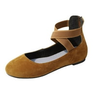 Sandale za žene Dame Modne obuće Elastične kaiševine Ravne cipele Singles Flock Brown Sandale za žene
