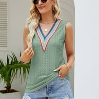 Gakvbuo Plus Veličina ljetni vrhovi rezervoara za žene Trendi modni ženski ljetni V-izrez čipkasti patchwork