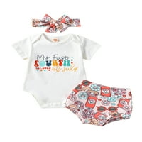 Dojenčad 4. jula odijelo od novorođenčadi kratki rukav rumper majice + cvjetni šorc hlača + trake za