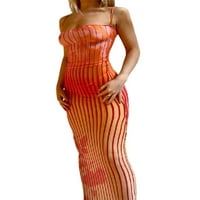 Ženska karoserija duga haljina špageta prugaste trake s prugama Y2K haljina
