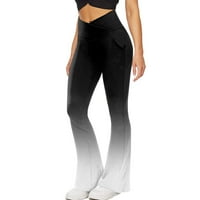 Ženske bootleg joga hlače crossover visokog struka širokog vežbanja nogu flare hlače bootcut radne pantalone