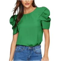 Gotyou ženske vrhove Ženska ljetna boja boja Slim Fit Okrugli vrat Kratki rukav Top zelenog XL
