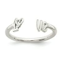 Bijeli sterling srebrni prsten podesivi polirani 'ljubav', veličine 9