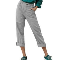 DRPGUNLY ženske hlače pantalone zadnje hlače elastične pamučne strugove za vuče pantalone casual hlače pantalone za žene tople hlače za žene sive s