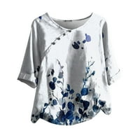 Giligiliso Clearence Žene Ljetni vrhovi labavi fit uzročno okrugli povratni bluza 1 2Sleeve majica ljeto