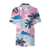 Žene Ljetne havajske košulje meko hladno cvjetno print s kratkim rukavima na vrhu vrhova majica kupaći kostimi Bikinis set