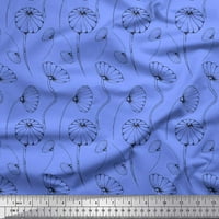 SOIMOI Blue Poliester Crepe tkanina umjetnička cvjetna tiskana tkanina širom
