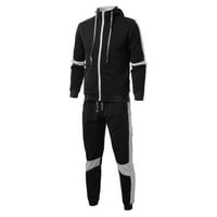 Prevladavajući sportski kaput sa kaputama sa kapuljačom elastične pantalone hlače casual dva set crna