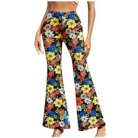 Tawop Womens Capri pantalone za ljetne ljetne hlače ženske ležerne duge hlače visoke struk ljetne ispisane
