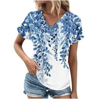 Ženske majice kratki rukav modni ženski ljetni ispis V-izrez majica kratki rukav casual bluza ženske