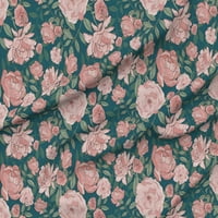 Saten tkanina od dvorišta - viktorijanski božur ružičasti plavi botanički peonici Cvjećari cvjeta po