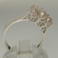 10k bijeli zlatni kultivirani biserni ženski osnivački prsten - veličina 10.75