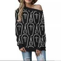 Ležerna majica za žene Ženska modna Halloween tiskana bluza s dugim rukavima Casual pulover vrhovi Dukseri,